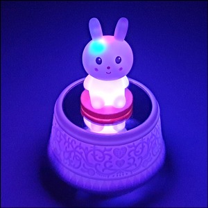 LED 회전 오르골 뮤직박스(흰 토끼)