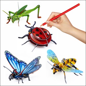 DIY 3D 입체 색칠 곤충퍼즐 메뚜기+무당벌레 세트