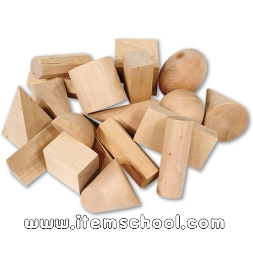 [EDU 4298] 나무 입체도형 모형 Wood Geometric Solids, Set of 19